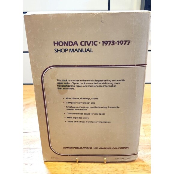 Clymer 1973-1977 Honda Civic Service Shop Manual Book A227 Guide Diagram Charts - Picture 2 of 11